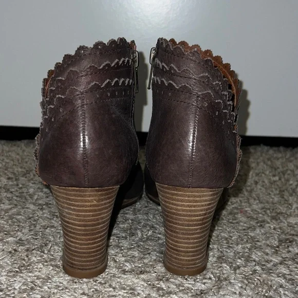 Lucky Brand Dark Brown Peep-Toe Wedge Booties - Picture 4 of 11